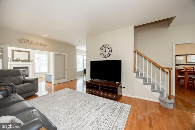 living room with wood-type flooring