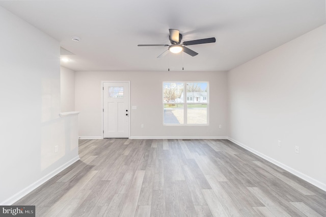 interior space featuring ceiling fan and light hardwood / wood-style floors