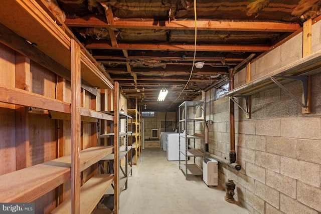 basement with independent washer and dryer