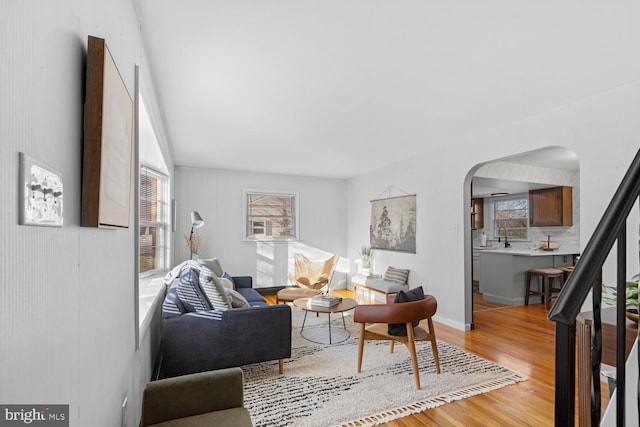 living room featuring wood-type flooring