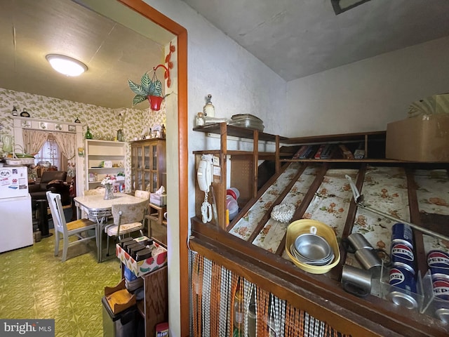 room details with white refrigerator