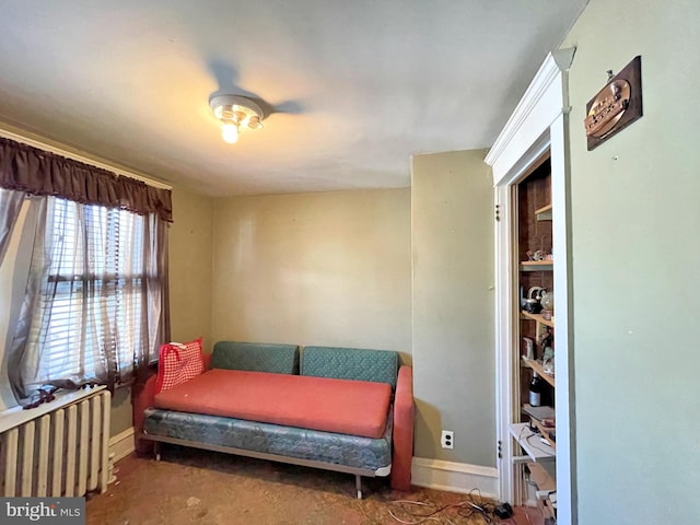 living area featuring radiator heating unit