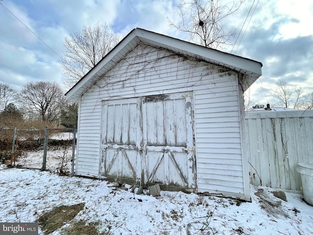 view of snow covered structure