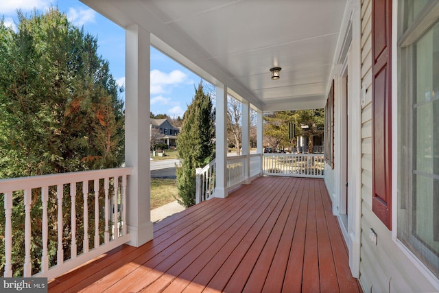 wooden deck with covered porch