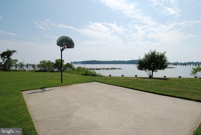 view of patio / terrace with a water view