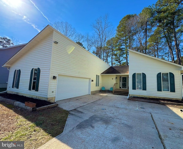 exterior space with a garage