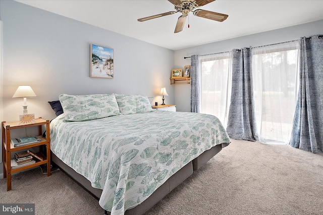 bedroom with carpet and ceiling fan