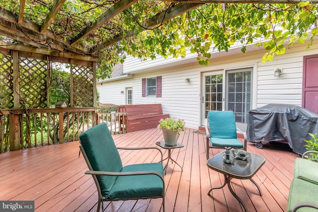 deck featuring grilling area