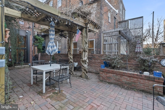 view of patio / terrace featuring a pergola