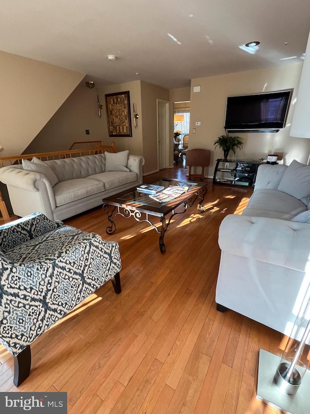 living room with hardwood / wood-style flooring