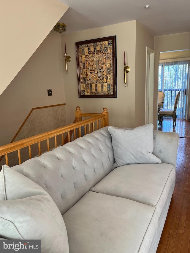 living room with hardwood / wood-style floors