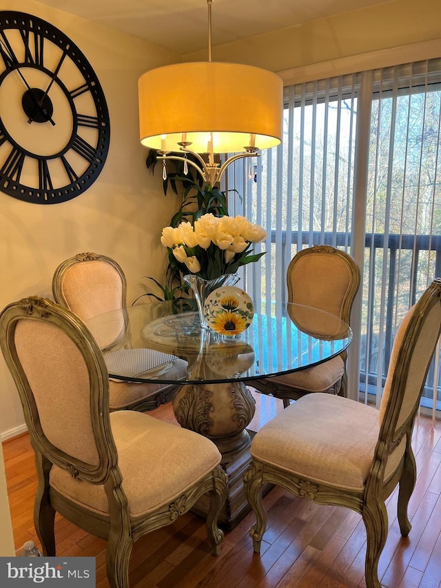 dining space featuring hardwood / wood-style flooring