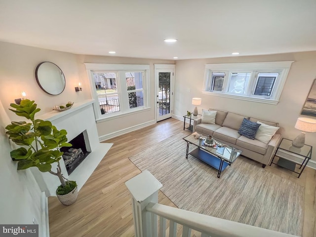 living room featuring light hardwood / wood-style flooring