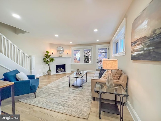 living room with light wood-type flooring