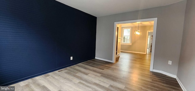 spare room featuring wood-type flooring