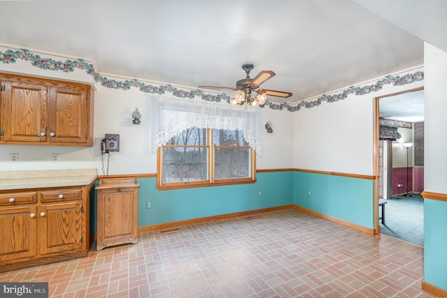 kitchen with ceiling fan