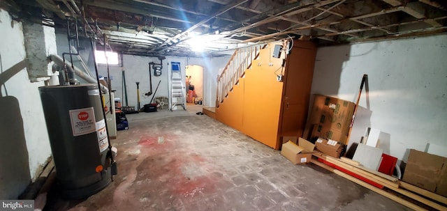 basement with water heater