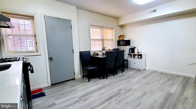 office featuring a wealth of natural light and light hardwood / wood-style flooring