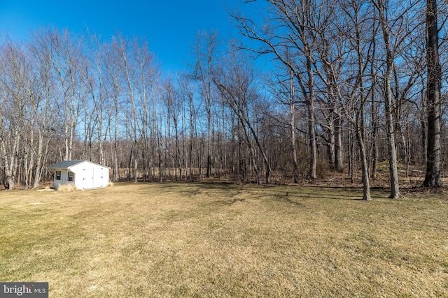 view of yard featuring a view of trees