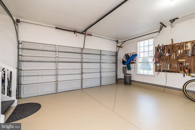 garage with baseboards