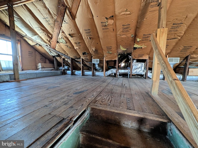 view of unfinished attic