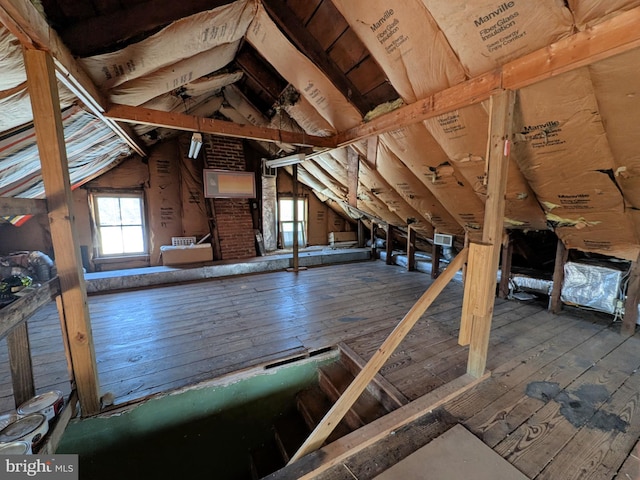 view of unfinished attic