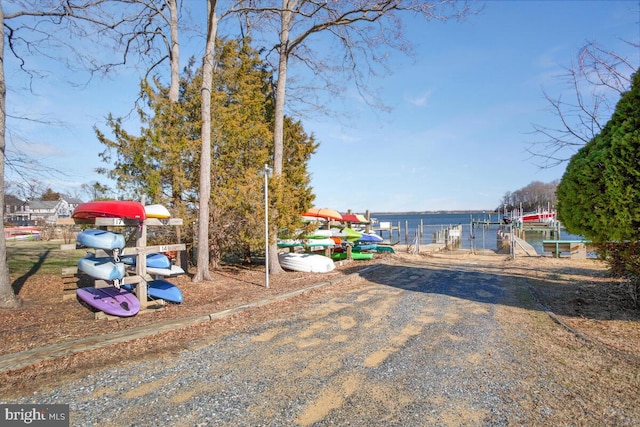 view of yard with a water view