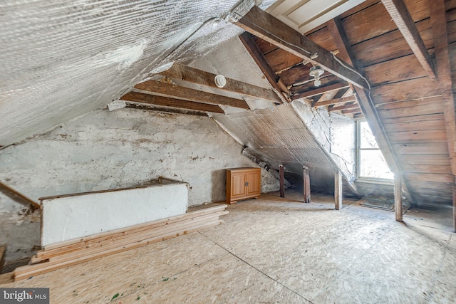 view of unfinished attic