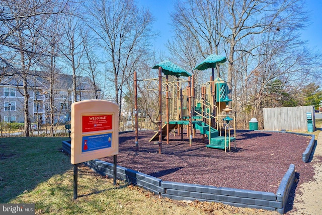 communal playground with a lawn