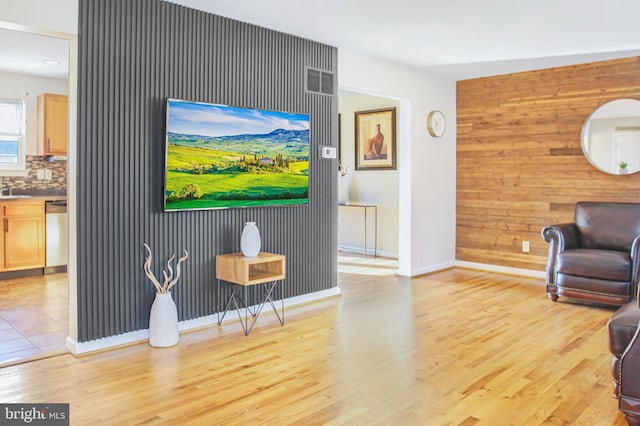 living room featuring light hardwood / wood-style flooring