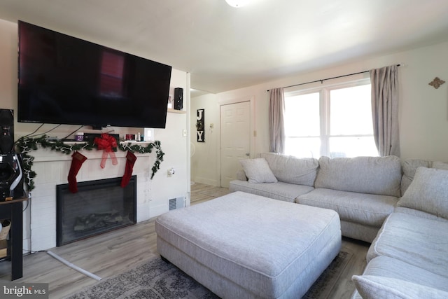 living room featuring light hardwood / wood-style flooring