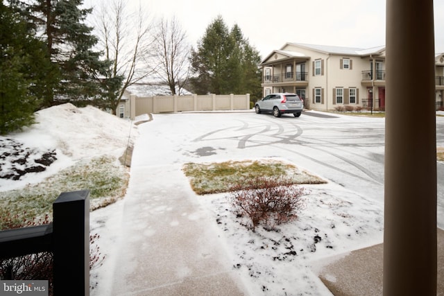 view of yard covered in snow