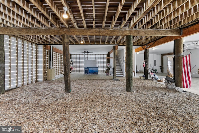 view of yard featuring stairs and a patio area