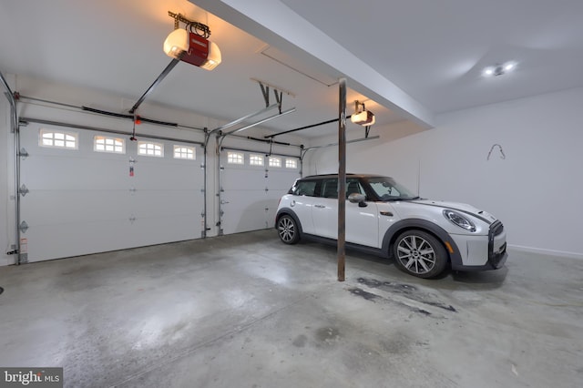 garage with a garage door opener