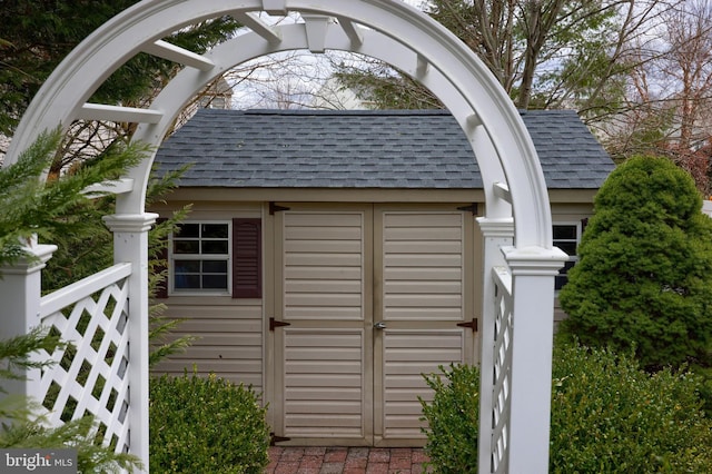 view of shed