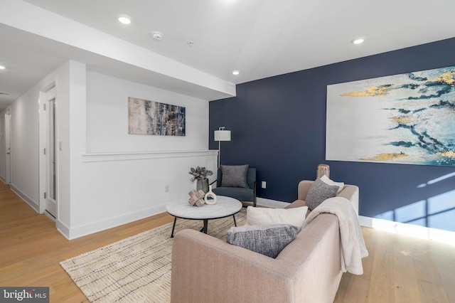 living room with wood-type flooring