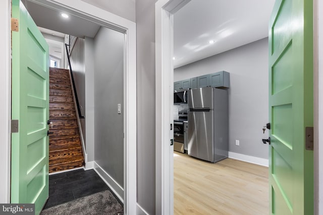 interior space featuring light wood-type flooring