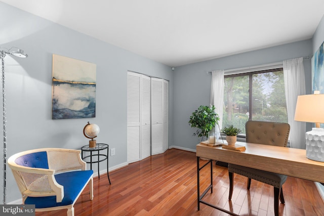 home office featuring wood-type flooring