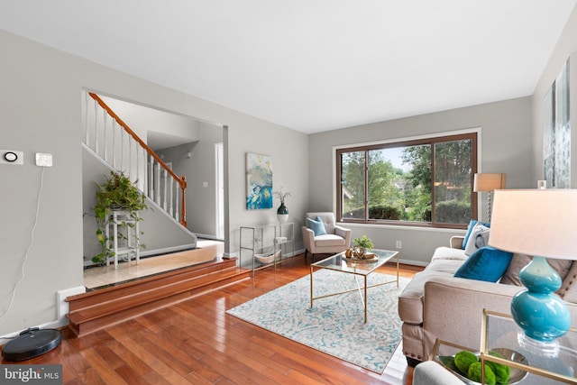 living room with hardwood / wood-style flooring