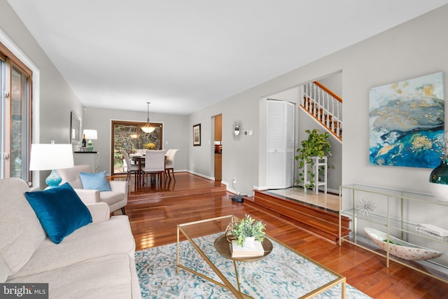 living room with hardwood / wood-style floors