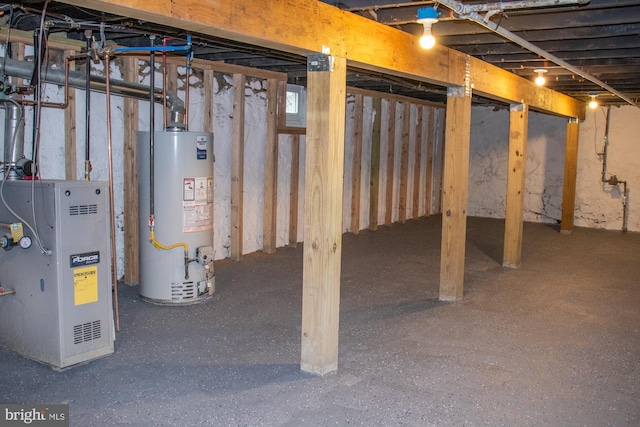 basement featuring water heater