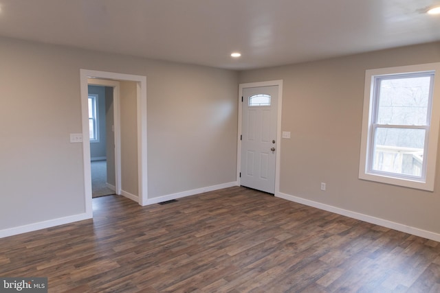 entrance foyer featuring dark wood-type flooring