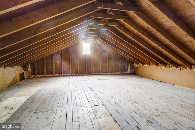 view of unfinished attic