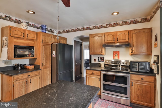 kitchen with black appliances