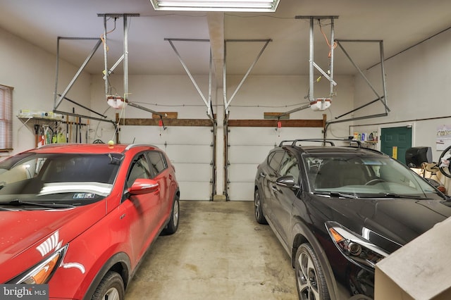 garage with a garage door opener