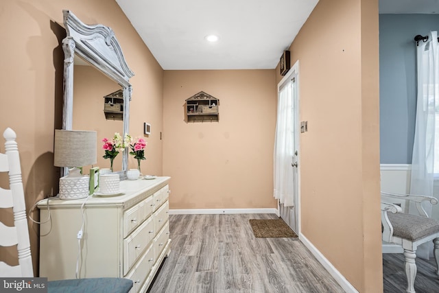 interior space with hardwood / wood-style floors