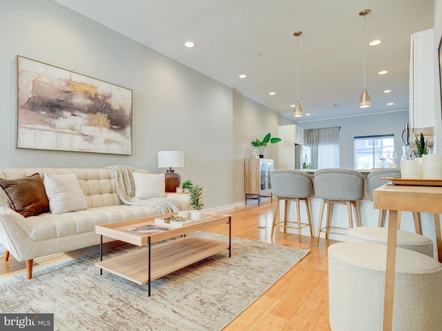 living room featuring light hardwood / wood-style flooring