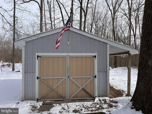 view of snow covered structure