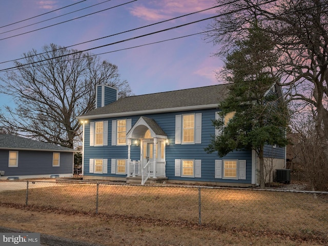 bi-level home with central AC unit