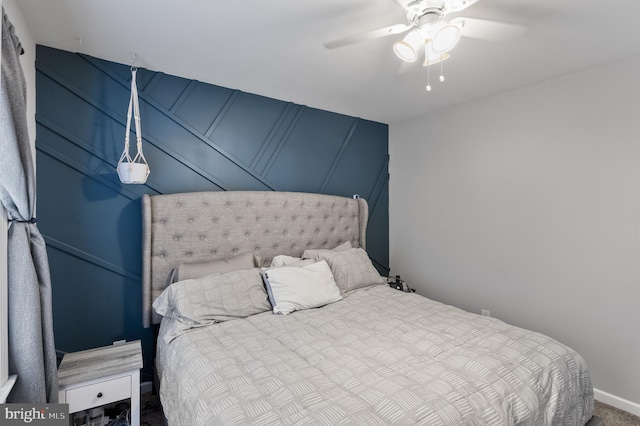 bedroom featuring ceiling fan